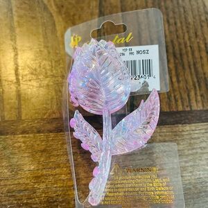 Iridescent Pink Floral Hair Clip- Rose NWT